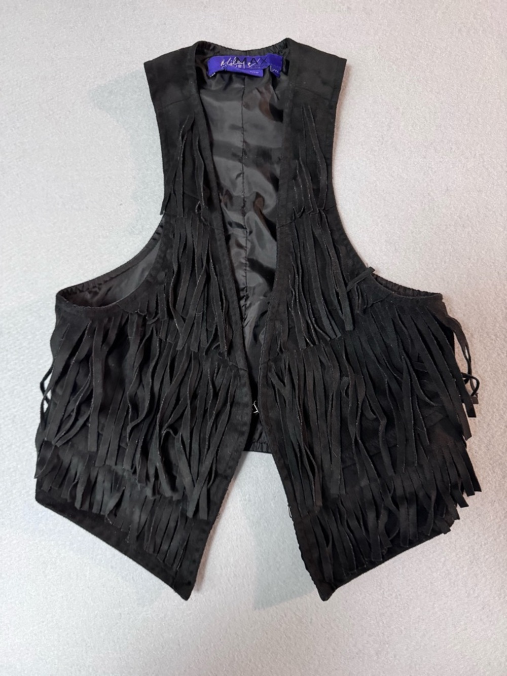 Miley Cyrus & Max Azria Black Suede Fringe Vest